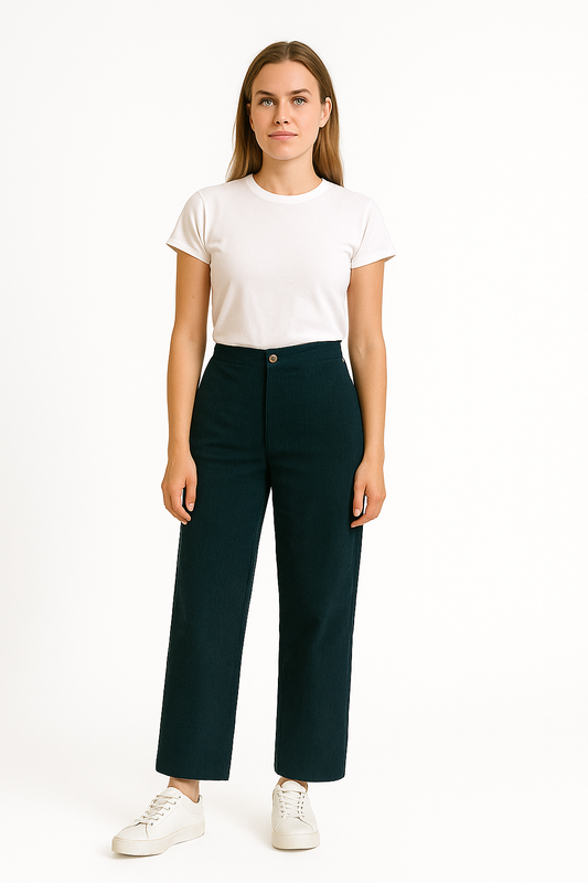 بنطلون قطيفة سادة بتصميم عصري B15