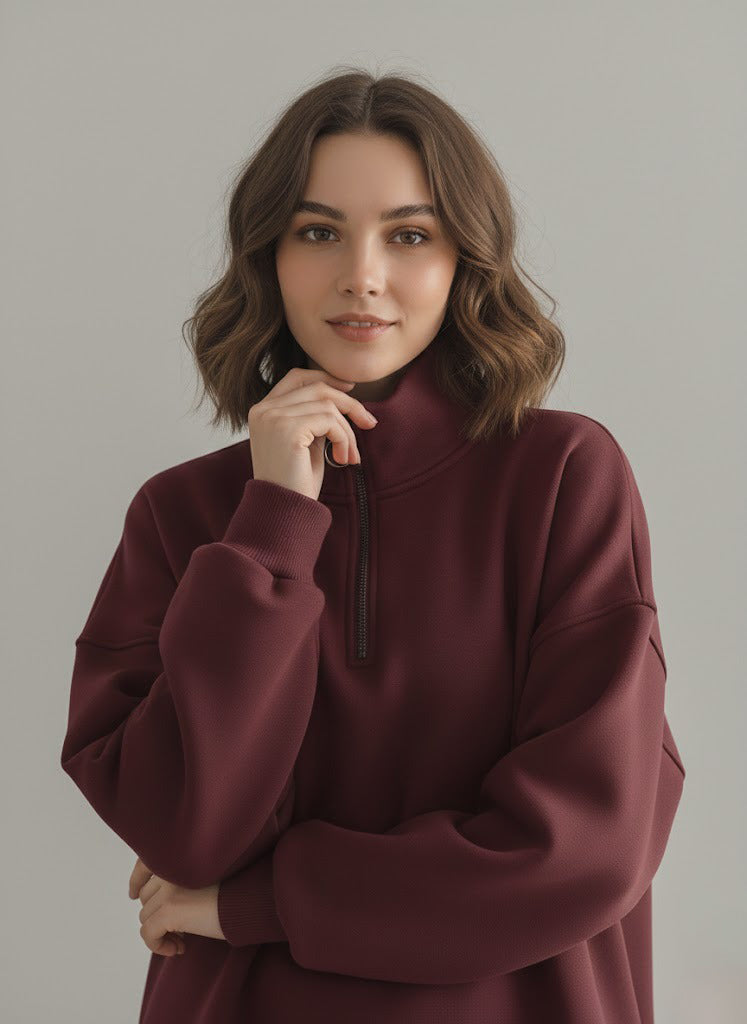 هودي نسائي شتوي بتصميم فريد اوفر سايز H11
