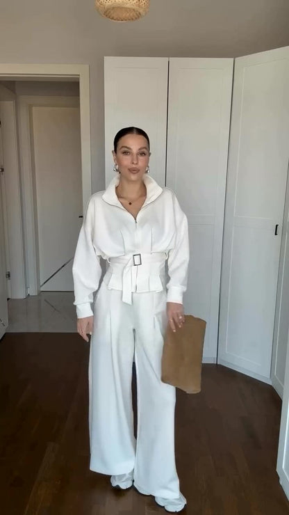 طقم كاجوال شامواه شتوي (جاكيت+بنطلون+حزام) S73