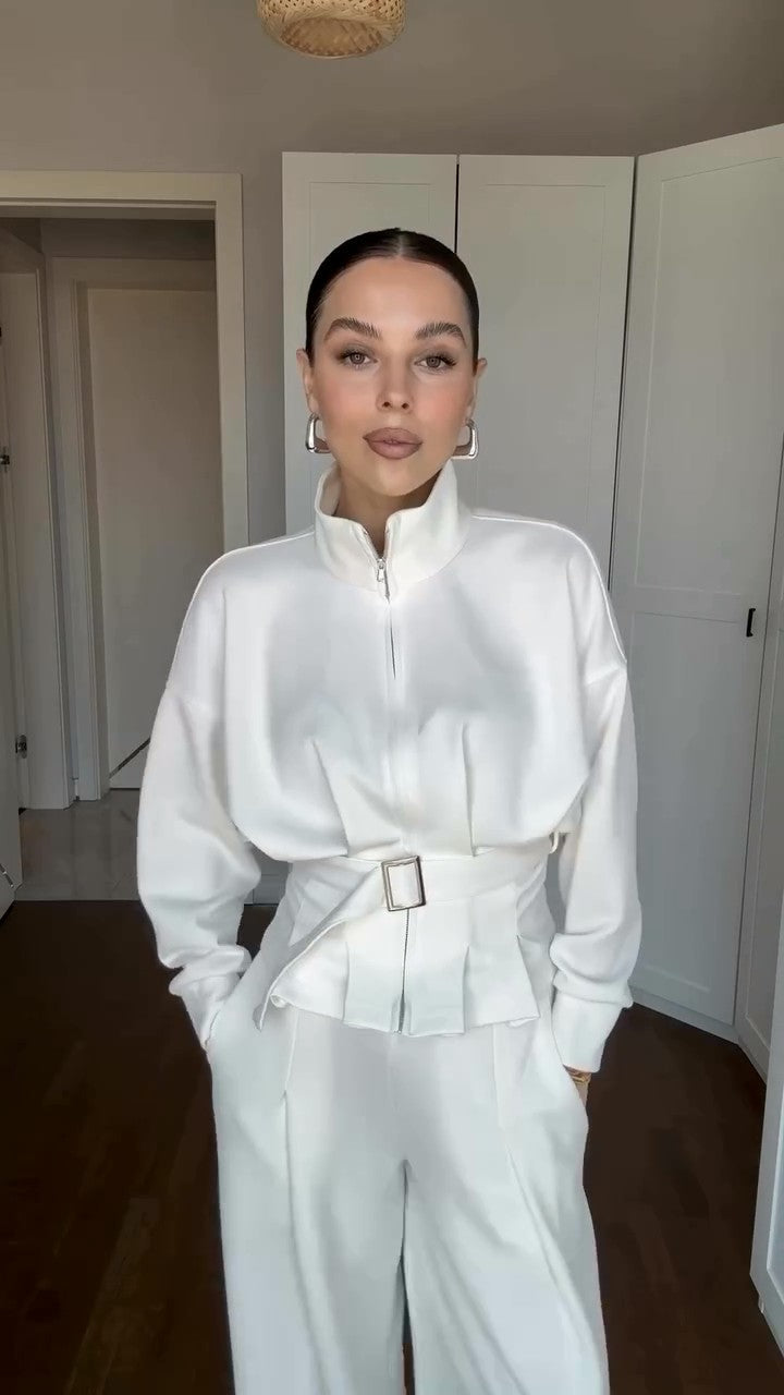 طقم كاجوال شامواه شتوي (جاكيت+بنطلون+حزام) S73