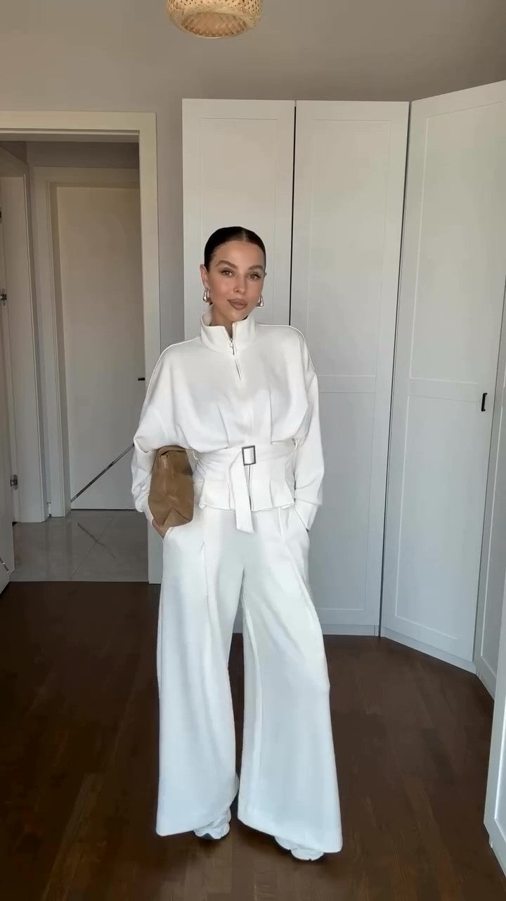 طقم كاجوال شامواه شتوي (جاكيت+بنطلون+حزام) S73